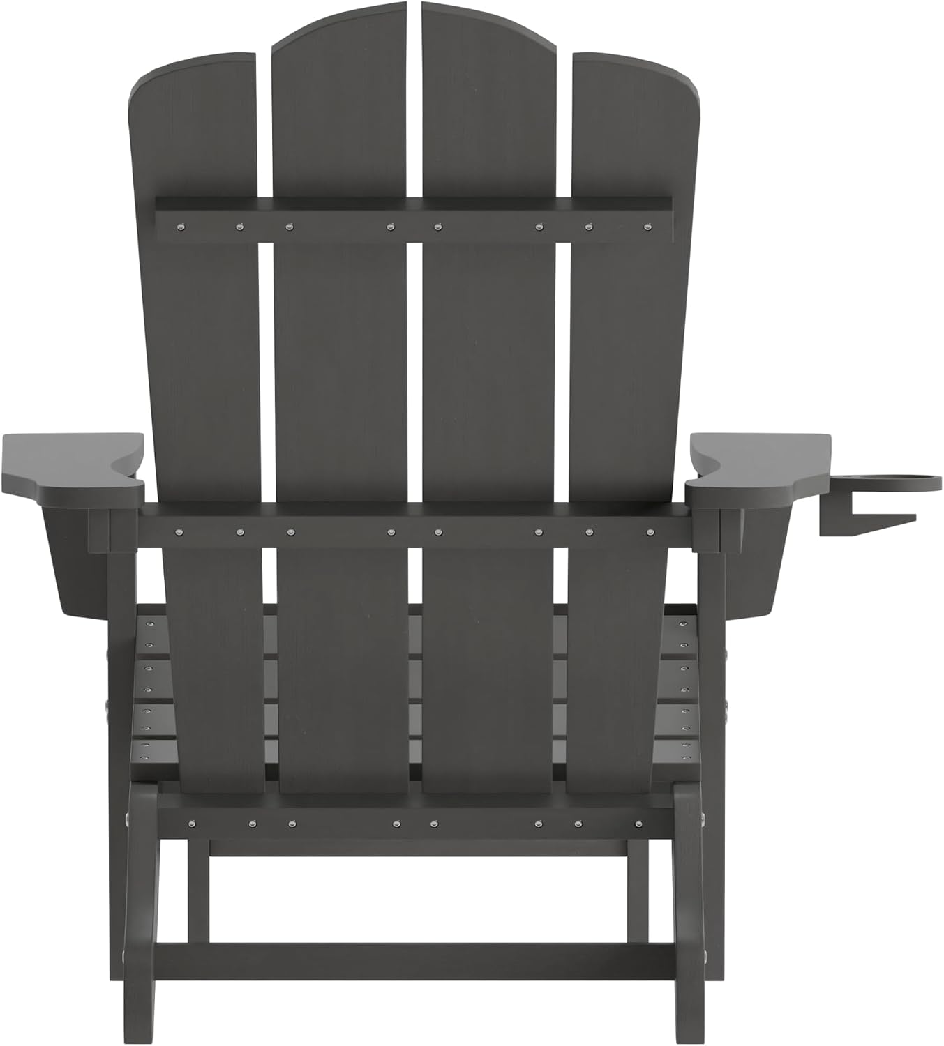 Flash Furniture Newport Adirondack Cup Holder and Pull Out Ottoman, All-Weather HDPE Indoor/Outdoor Lounge Chair, Set of 2, Gray