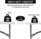 6FT Heavy Duty Folding Table, Portable Plastic Utility Table with Locking Legs & Handle, Indoor Outdoor Commercial Table for Watch Party, Tailgate, BBQ, Camping, Events, Backyard Dining White