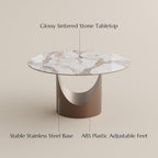 POVISON Round Pandora Dining Table for 4, 47" Sintered Stone Tabletop Dining Table with Bronze Carbon Steel Pedestal (Table Only)