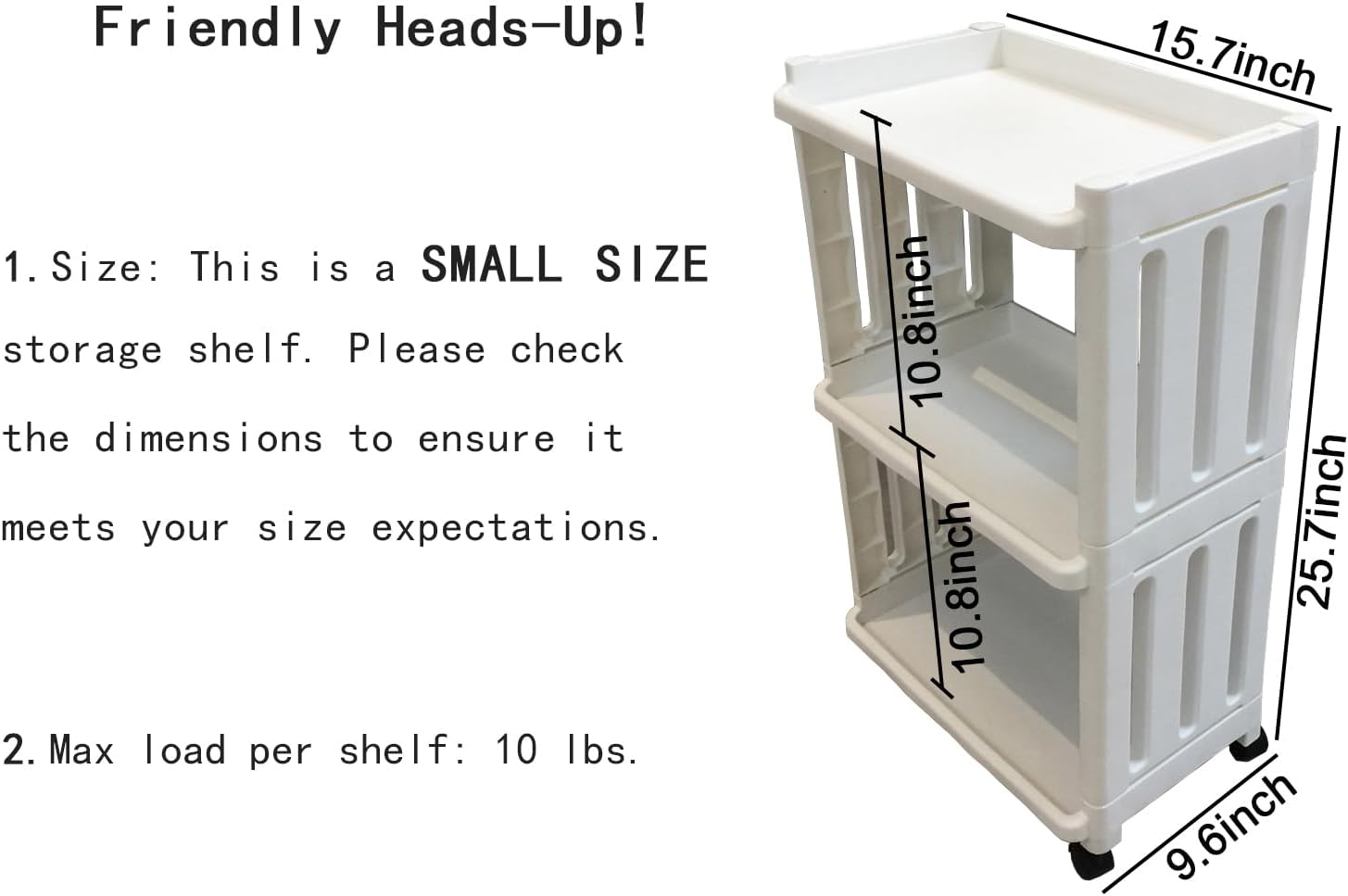 Rolling Storage Utility Cart Slim Organizer Shelf with Wheels 3 Tier Narrow Places Mobile Shelving Unit Tower Rack for Kitchen Bathroom Laundry Room Home Office Bedroom Living Room Washroom, White
