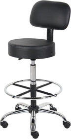Nicer Interior Medical/Drafting Stool with Back Cushion Black