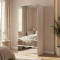 FUFU&GAGA Wardrobe with Mirror Door & Drawers, White Mirror Wardrobe Closet | Full Length Mirrored Armoire, Shelf, Hanging Rod, Clothes Storage Cabinet for Bedroom Cloakroom, 31.5”W x 19.7’D x 70.9”H