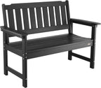 VEVOR Outdoor Bench, 50.5 inch, 800 lbs Weight Capacity for 2-3 Persons, Weatherproof Plastic Frame with Backrest and Wide Armrests, Outside Bench for Patio, Garden, Park, Yard, Front Porch, Black