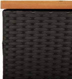 Patio Storage Box Black 43.3x19.7x21.3 Inches Poly Rattan Acacia Wood Garden Bench Seat with Waterproof Bag