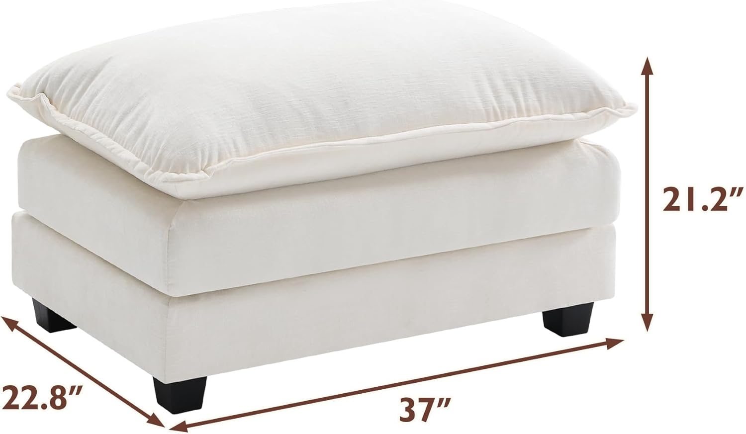 Ihanherry Ottoman for Modular Sectional Cloud Sofa, Chenille Deep Seat Couch for Apartment, Living Room and Bedroom, Beige