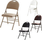 Folding Chairs-Metal Guest Stools,Commercial Event Seat,for Indoor Outdoor,Sturdy & Space-Saving,Comfortable Cushion Chairs (1-Pack)(Khaki)