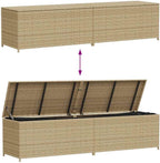 Garden Storage Box Mix Beige 123.9 Gal Resin Wicker Container Chest with Bag for Outdoor Patio Deck Cushions, Weather Resistant Lockable Trunk Bench for Backyard Yard Porch
