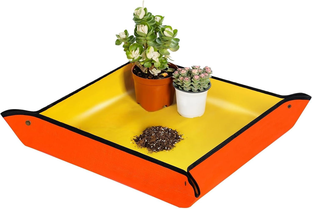 Extra Large Reusable Repotting Mat 40x40 Inch（100x100cm）- Waterproof Plant Transplant Mat for Indoor Gardening,Orange