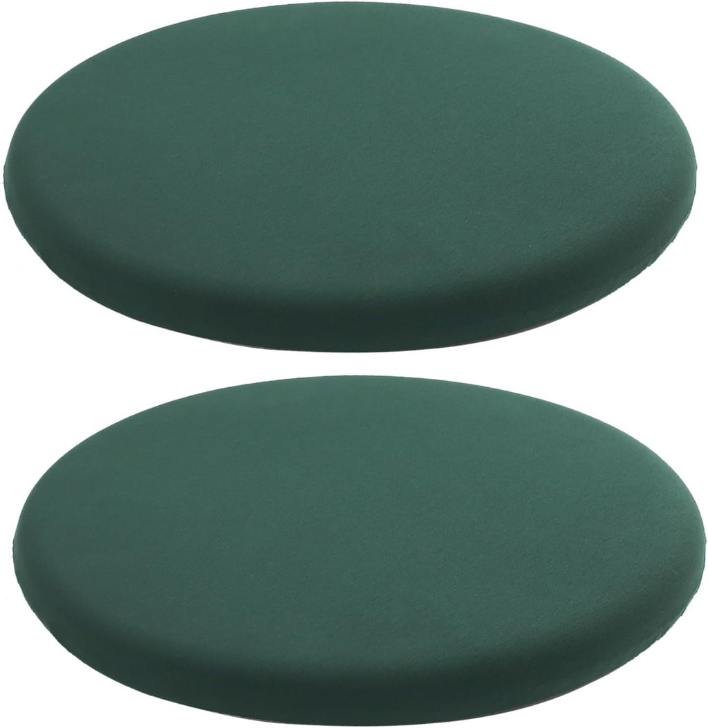 Dark Green 15.7 Inch 2 Pack Round Memory Foam Chair Pad, 1.8" Thick Anti-Slip Stool Cushion for Extended Sitting, Comfortable Seat Cushion for Dining Room Kitchen Office with Removable Cover