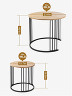 YORKING Nesting Coffee Table Set of 2, Round Table Set, Morden End Side Night Stand for Bedroom Dining Room （Wood）