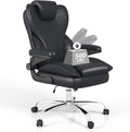 Office Chair, Home Desk Chair, Ergonomic Computer Chair with Lumbar Support, Executive Leather Chair with Flip-Up Armrests, Big and Tall Swivel Rolling Chair, PU Leather, Black