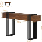 knoworld 63 Inch Long Console Table, Extra Thick Industrial Sofa Table Behind The Couch Rectangular Entryway Table for Entrance Hallway Living Room, Entire top Board & 4-Pipe Legs, Rustic Brown