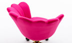 Comfy Home Office Task Chair with Wheels, Cute Modern Upholstered Velvet Seashell Back Adjustable Swivel Vanity Desk Chair, for Women, for Girls,Living Room (Rose red)