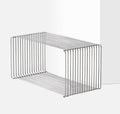 Stainless Steel Side Table,Square Geometry Retro Side Table Linear Metal End Table,Wire Cube Storage Rack, Book Stackable, Stainless Steel Coffee Table，Multi-Purpose Accent Table