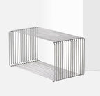 Stainless Steel Side Table,Square Geometry Retro Side Table Linear Metal End Table,Wire Cube Storage Rack, Book Stackable, Stainless Steel Coffee Table，Multi-Purpose Accent Table