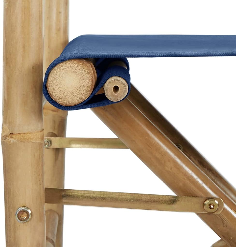 SKM Folding Director's Chairs 2 pcs Blue Bamboo and Fabric