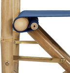 SKM Folding Director's Chairs 2 pcs Blue Bamboo and Fabric
