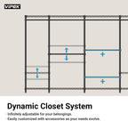 VIPEK V50 Basic Expandable Clothes Rack, Heavy Duty Closet System, Black | Freestanding, 5 hanging rods (2 extendable), 6 wire shelves, for Bedroom or Walk-in/Reach-in closet storage, 1200 lb Capacity