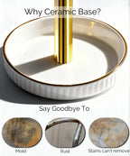 Paper Towel Holder, Ceramic Heavy Plate Base Wobble-Free, Roll Stand-Gold | Effortless Cleaning and Easy to Assemble, Super Large for Triple Rolls, High End Looking as a Good Gift for Kitchen Island