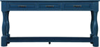 Merax Console Table with 4 Drawers, Retro Entryway Table with Open Storage Shelf for Entryway, Wood Side Table with Thick Legs for Living Room Bedroom, Navy Blue