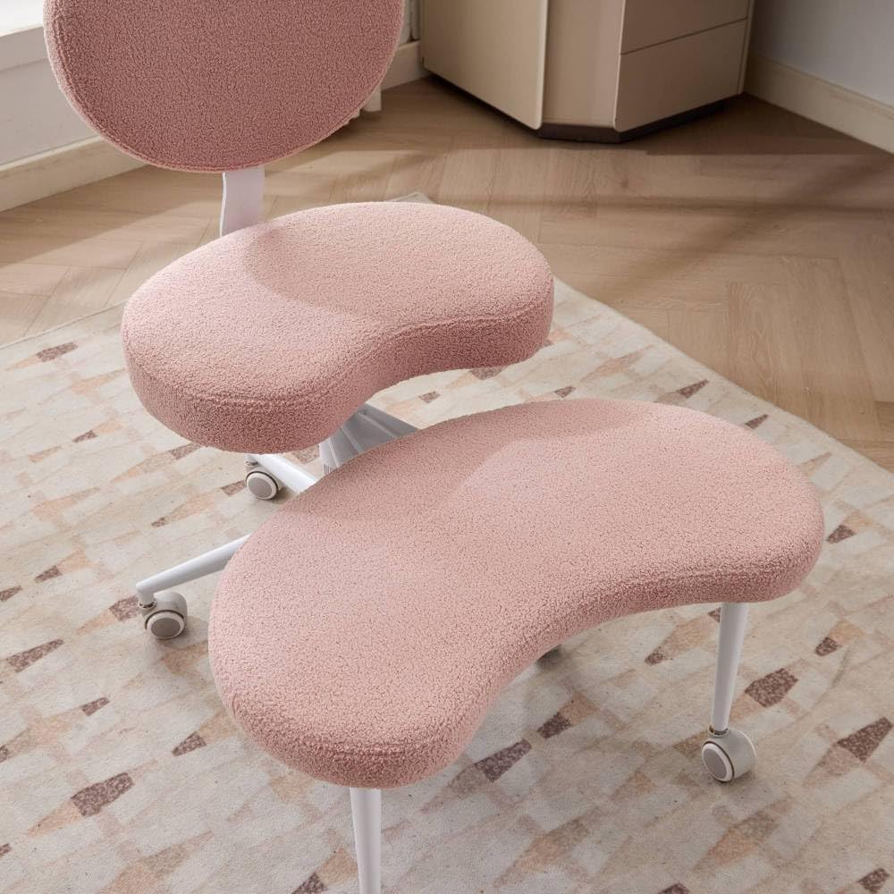 Saiveina Meditation Chair Plus, Cross Legged Chair with Wheels, ADHD Chair, Criss Cross Desk Chair with Lumbar Support and Adjustable Stool, Flexible Design for Fidgety Sitters, Pink