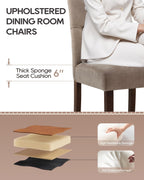 Dining Chairs Set of 6, Button Tufted Parsons Upholstered Chairs with Solid Wood Legs, Mordern Fabric Kitchen Chairs for Dining Room，Taupe