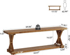 59-Inch Solid Wood Dining Bench, Modern Rustic Bench for Dining Table, 2-Tier Wooden Storage Seat for Dinner Room, Kitchen, Living Room & Hallway, Brown
