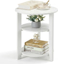 Farmhouse 3-Tier Round Side Table, 17.7 * 21.7inch End Table with Open Storage,Modern Accent Table Circular Nightstand for Living Room, Bedroom, Office,Wooden Table for Narrow and Small Spaces, White