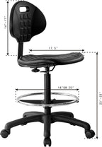 Chair Master-Heavy Duty Ergonomic Drafting Stool Black-Easy to Clean-Largest (20") Adj. Footring and Base (26") on the Market. Seat Ht Range (23"-33"). for Home, Auto, Lab, Cleanroom. Durable.