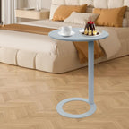 C-Shaped Round Side Table, Couch Side Tables with O-Shaped Base, Metal End Table for Couch Sofa Bed, Small Accent Side Table for Living Room Bedroom Office (Grey)
