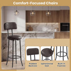Giantex 3-Piece Bar Table and Chairs Set, Counter Height Pub Table and 2 Upholstered Stools with Backrest & Footrest, Space-Saving High Top Bistro Table Set for Breakfast Nook, Small Space