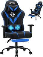 Massage Gaming Chair 155°Reclining Computer Chair Ergonomic Game Chair-Blue | Adjustable Armrests,Footrest,Pocket Spring Cushion,Ergonomic Comfy,for Home/Office,for Kids/Adults,Multiple Colors Available