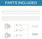 H.VERSAILTEX Elegant Window Treatment Telescoping Double Curtain Rod Set with Classic Cap, 3/4-Inch Diameter, Adjusts from 66 to 120 Inches, White