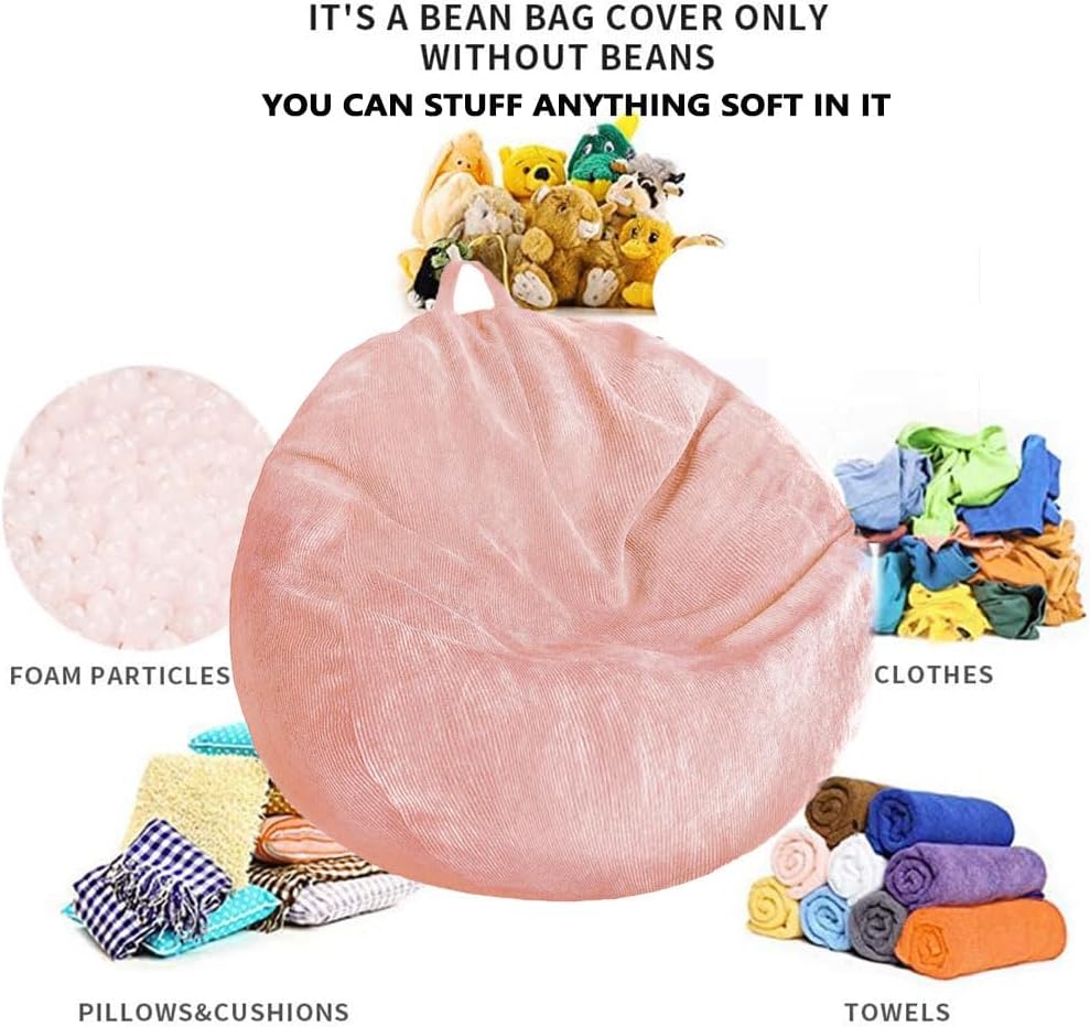 Kisoy Stuffed Animal Storage Bean Bag Cover Pets Dogs/Cats Lazy Beds. Washable Ultra Soft Corduroy Stuffed for Organizing Plush Toys or Textile, Sack Bean Bag