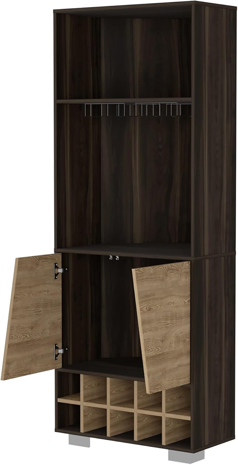 Wine Rack 10-Bottle 3-Shelf Corner Cabinet, Pantry Storage Cabinet Locker for Living Room,for Kitchen Home