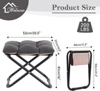 Welnow Folding Foot Stool, Upholstered Small Accent Ottoman with Detachable Thick Cotton Cushion, Padded Sofa Stool with Straight Metal Legs for Lazy Chair, Living Room, Bedroom, Dark Grey