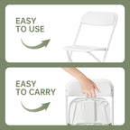10 PCS Plastic Folding Chair, Portable Commercial Chair, Heavy-Duty Plastic Folding Chairs, Folding Chair with 350 LB Capacity for Wedding Party Outdoor Indoor White