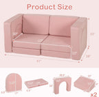 INFANS Modular Kids Play Couch, 8 PCS Toddler Creative Sectional Fort Building Sofa for Playroom, Bedroom, Children Convertible Versatile Soft Foam Furniture Playset Crawling Floor Cushion
