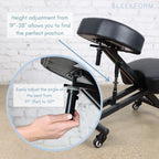 Sleekform Ergonomic Kneeling Chair - Adjustable Seat Angle and Height - Ergonomic Posture Kneeling Stool Chairs for Office and Home - Thick Comfortable Cushions, Wheels