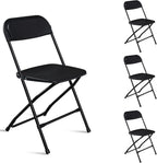 Black Plastic Folding Chairs | Steel Frame, 350 lbs Capacity, Indoor/Outdoor, Set of 4