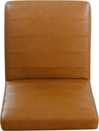 HomePop Channeled Metal Dining Chair | HomePop Home Décor | Single Pack - Caramel Brown Faux Leather