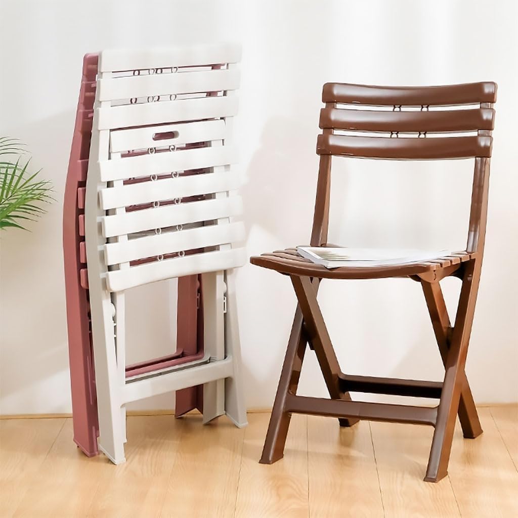 White Plastic Folding Chairs 4 Pack Indoor Outdoor Portable Dining Chairs(Brown,4-Pack)