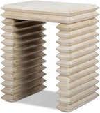 Jennifer Taylor Home Veda 20" Reclaimed Wood Stacked Geometric Waterfall Side Table, Whitewashed Natural Reclaimed Pine Wood