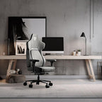 THUNDERX3 CORE Gaming Chair, for Adults Ergonomic Office Chair, High Back Desk Chair, Synchronous Tilt, Forward Tilt, 360° Self-adjusting Lumbar Support, Multipurpose Footrest, Fabric, Loft Light Grey