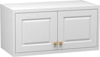 Polup Wall Cabinet with Doors，Pantry Cabinets for Kitchen Storage, Small Top Cabinet, for Dining Room, Living Room, Bathroom, 16" D x 32" W x 15" H, White, Assembly Required