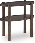 Signature Design by Ashley Wiattbury Solid Mango Wood End Table, Narrow Two-Tier Side Table Fully Assembled for Living Room or Bedroom Night Stand, Gray-Brown Finish