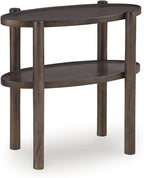 Signature Design by Ashley Wiattbury Solid Mango Wood End Table, Narrow Two-Tier Side Table Fully Assembled for Living Room or Bedroom Night Stand, Gray-Brown Finish