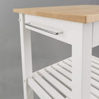 Casual Home Sunrise (Small) with Solid Harvest Hardwood Top Kitchen Island, 22.75"W, Natural&White
