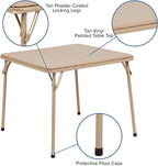 Flash Furniture Mindy Kids 5-Piece Folding Square Table and Chairs Set for Daycare and Classrooms, Children's Activity Table and Chairs Set, Tan