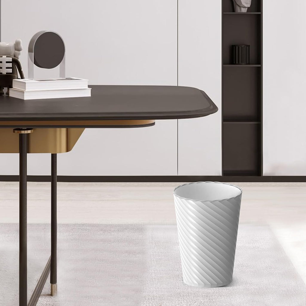 Bathroom Trash Can, 3 Pack 1.8 Gallons Small Trash Can with Trash Bags, Bathroom Garbage Can, Plastic Trash Bin, Round Waste Basket for Living Room, Bedroom, Office, Kitchen, Compact Space (White)